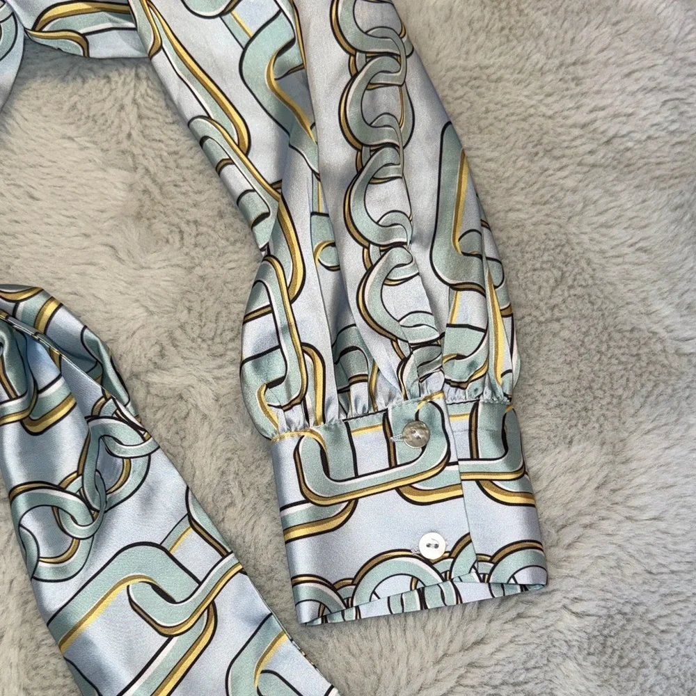 Zara Chain Print Wrap Blouse - Picture 7 of 11